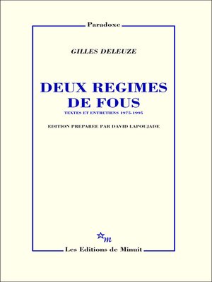 cover image of Deux régimes de fous. Textes et entretiens 1975-1995